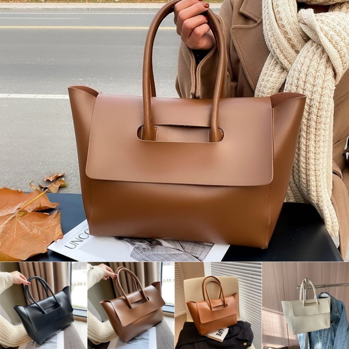 Fashion Women Shoulder Bags Large Capacity Handbags Simple Retro Tote Bags Solid Color Famous Brand High Quality Bags - Sophinity