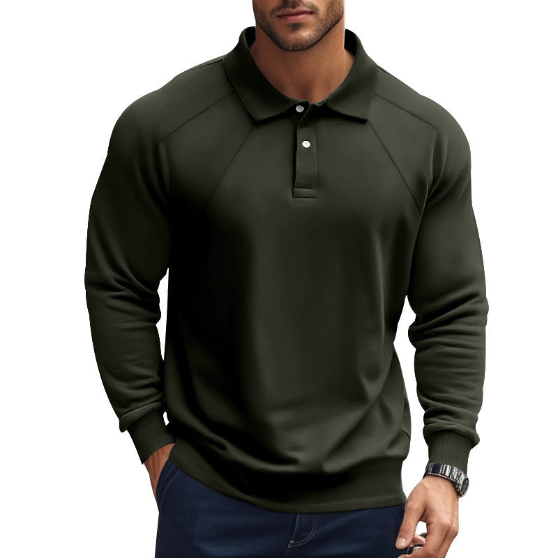 Spring And Autumn Polo Collar Solid Color Casual Bottoming American Polo Shirt Men - Sophinity