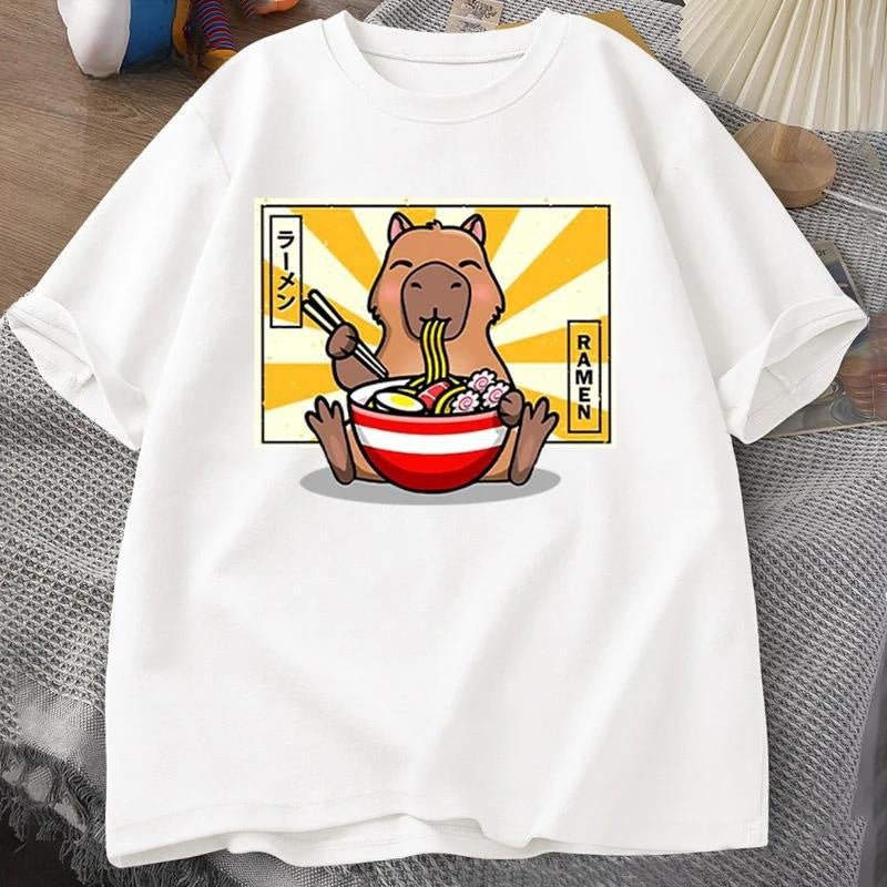 Capybara Cotton T-shirt Men's Clothing Oversized - Sophinity