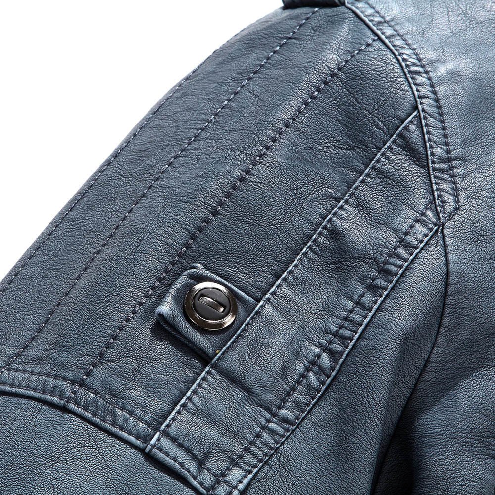 Leather Jacket Plus Velvet Washed Retro Leather Jacket - Sophinity