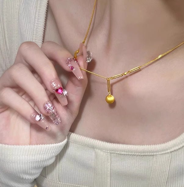 Lucky Beads Necklace Women With Ball And Bing Collarbone - Sophinity