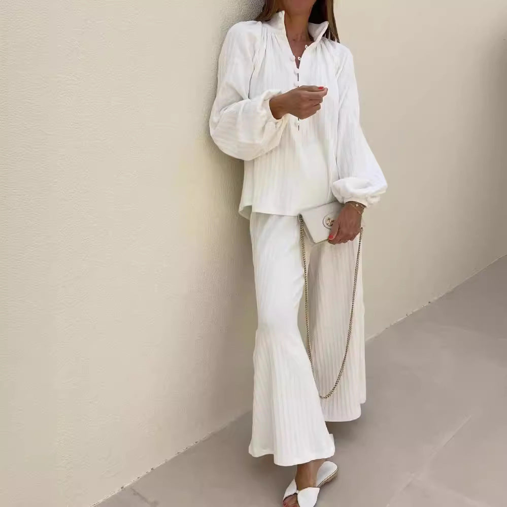 Women's Layering Top Shirt Trousers Suit - Sophinity