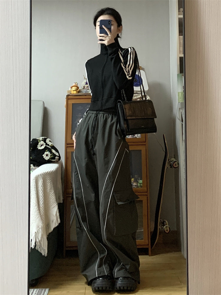 Vintage Cargo Track Pants Women Casual Oversized Y2k Sweatpants Trousers - Sophinity