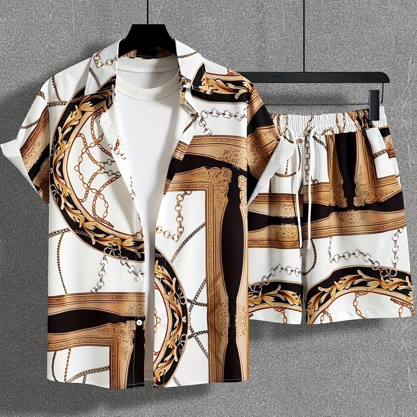 Men's Casual Suit 3D Digital Printing Short Sleeve Shirt Hawaii Suit - Sophinity