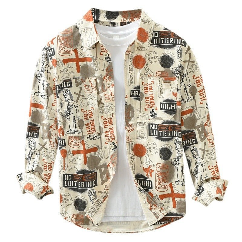 Casual Printing Stylish Shirt Handsome Design Loose Full Print - Sophinity