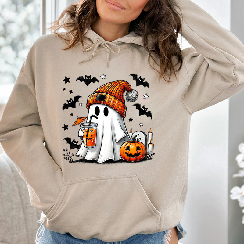 Halloween Ghost Pumpkin Bat Hoodies For Women Fashion Hooded - Sophinity