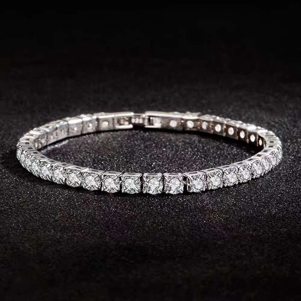Silver High Carbon Diamond Bracelet Men And Women 5mm - Sophinity