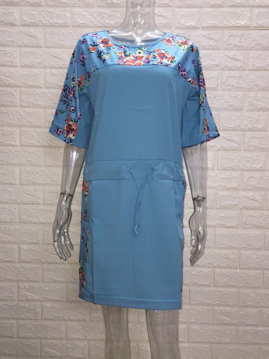 Round neck sleeve print dress - Sophinity