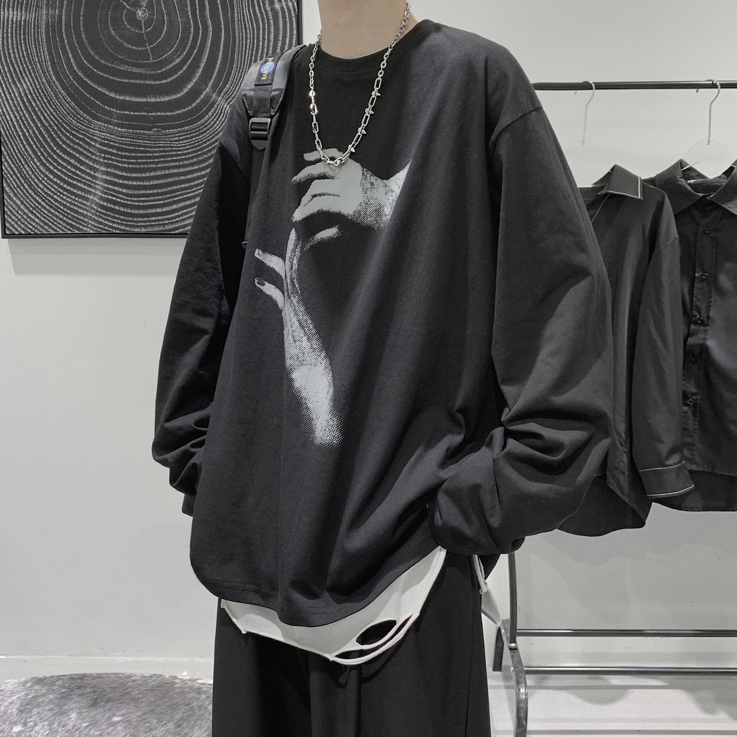 Loose Autumn Men's Bottoming Shirt Couple Outfit - Sophinity