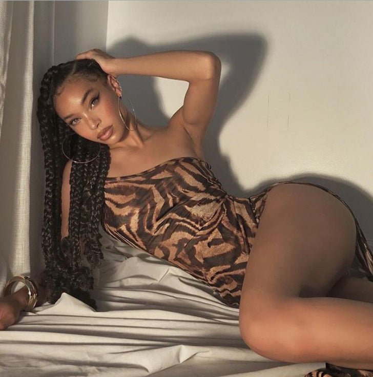 Slim long skirt tiger print dress - Sophinity