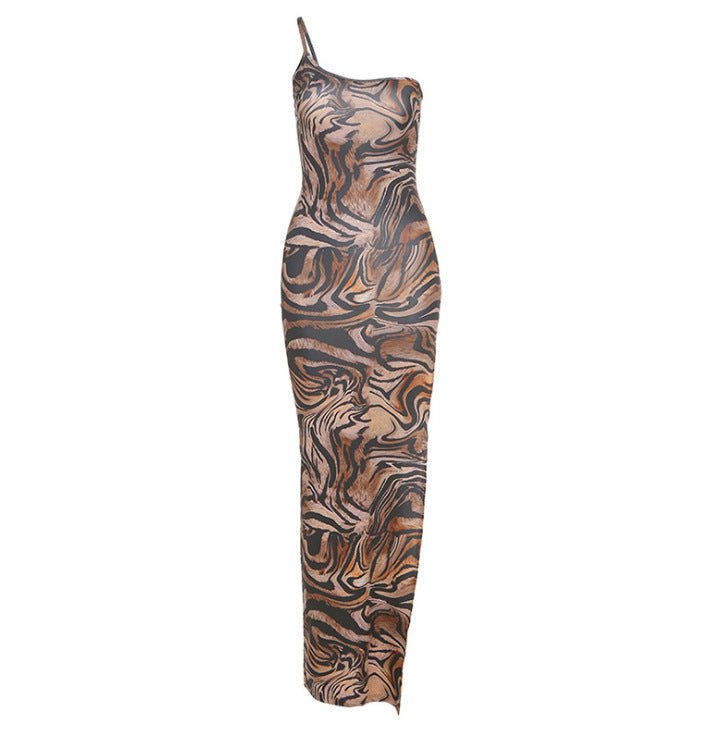 Slim long skirt tiger print dress - Sophinity