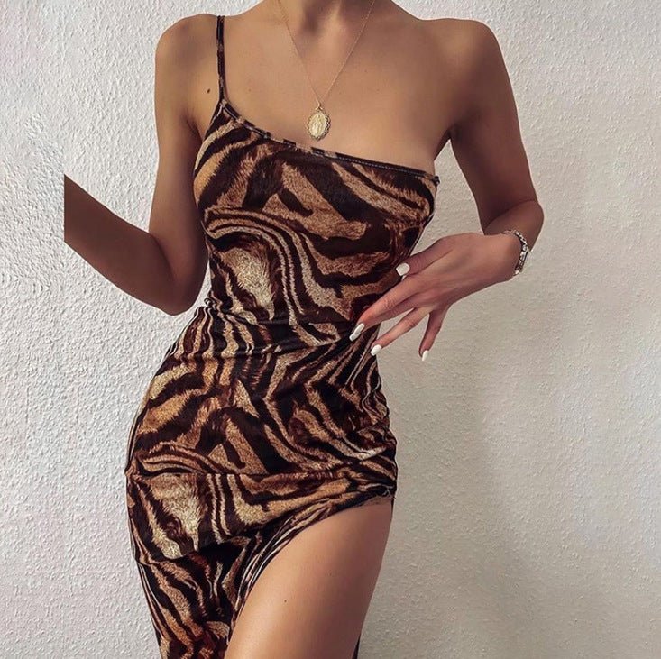 Slim long skirt tiger print dress - Sophinity