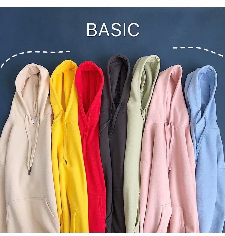 Pure color hooded plus fleece sweater Loose casual sweater - Sophinity