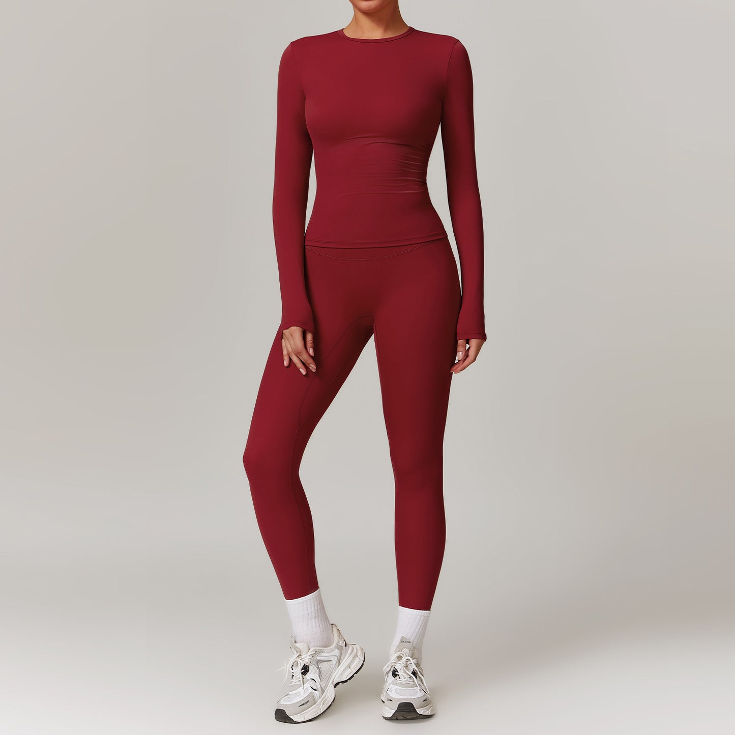 Tight-fitting Brushed Yoga Suit Quick-drying Fitness Clothes Fitness Long Sleeve Tracksuits Sports Suit Gym Top High Waist Leggings Women Sets Yoga Set - Sophinity