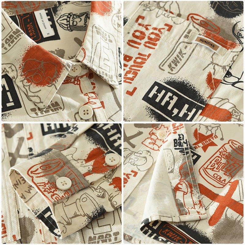 Casual Printing Stylish Shirt Handsome Design Loose Full Print - Sophinity