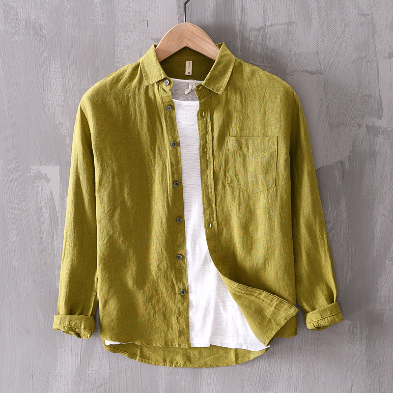 Cotton And Linen Men's Long-sleeved Casual Shirt - Sophinity