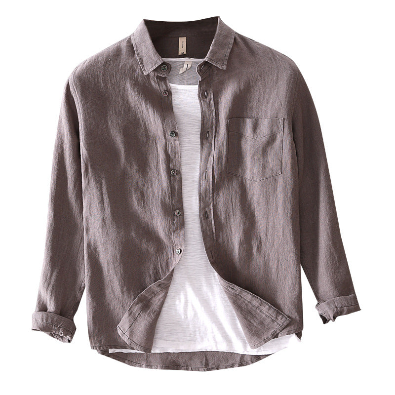 Cotton And Linen Men's Long-sleeved Casual Shirt - Sophinity
