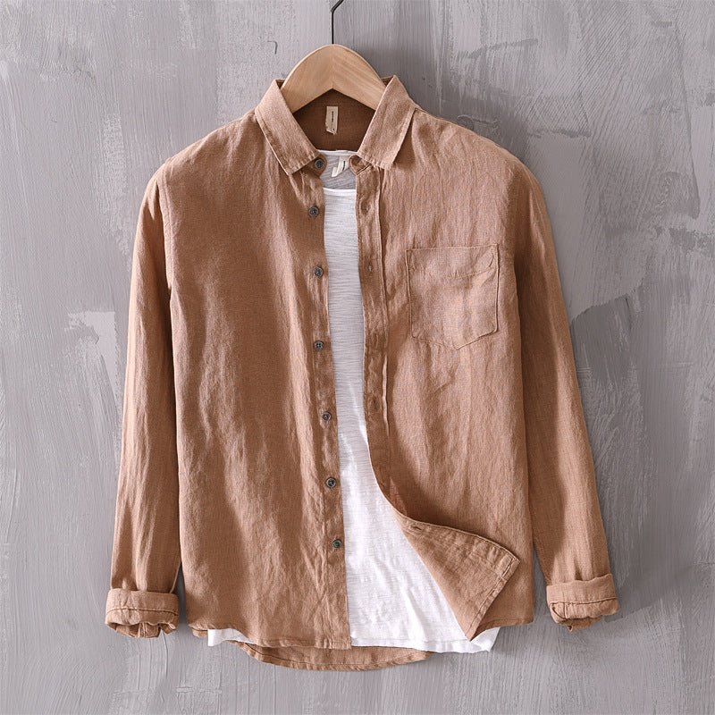 Cotton And Linen Men's Long-sleeved Casual Shirt - Sophinity