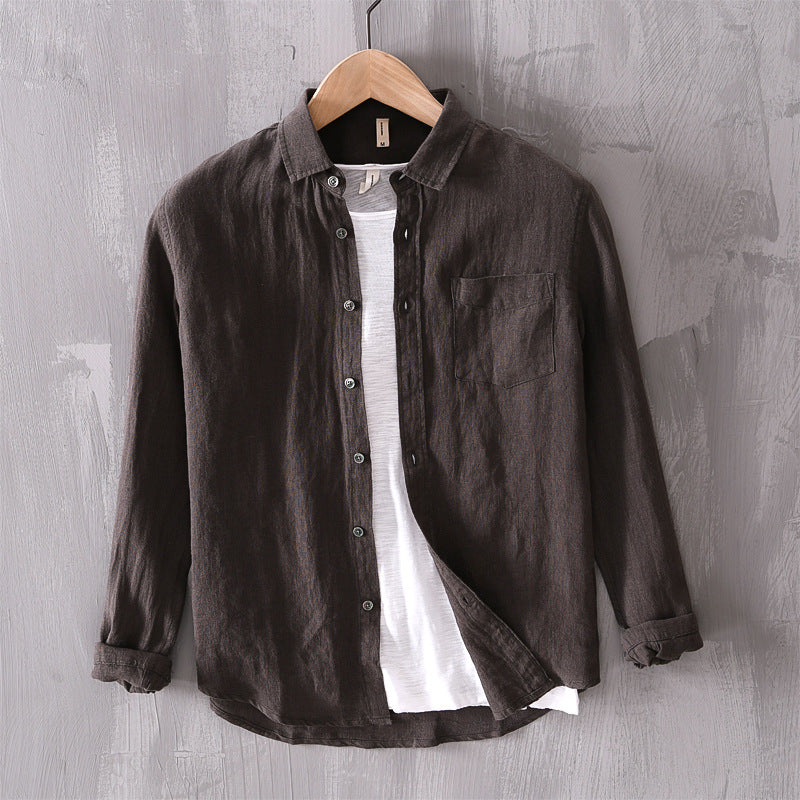 Cotton And Linen Men's Long-sleeved Casual Shirt - Sophinity
