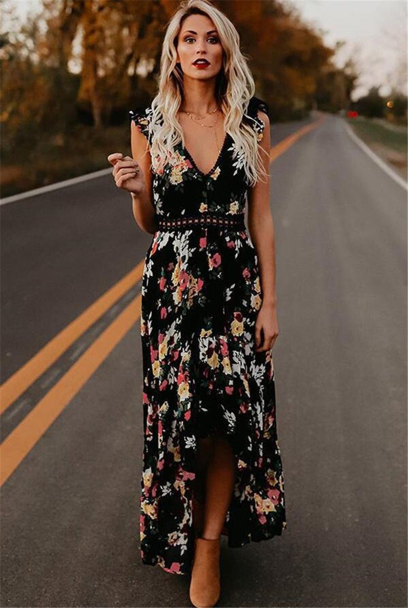 Sleeveless printing irregular dress - Sophinity