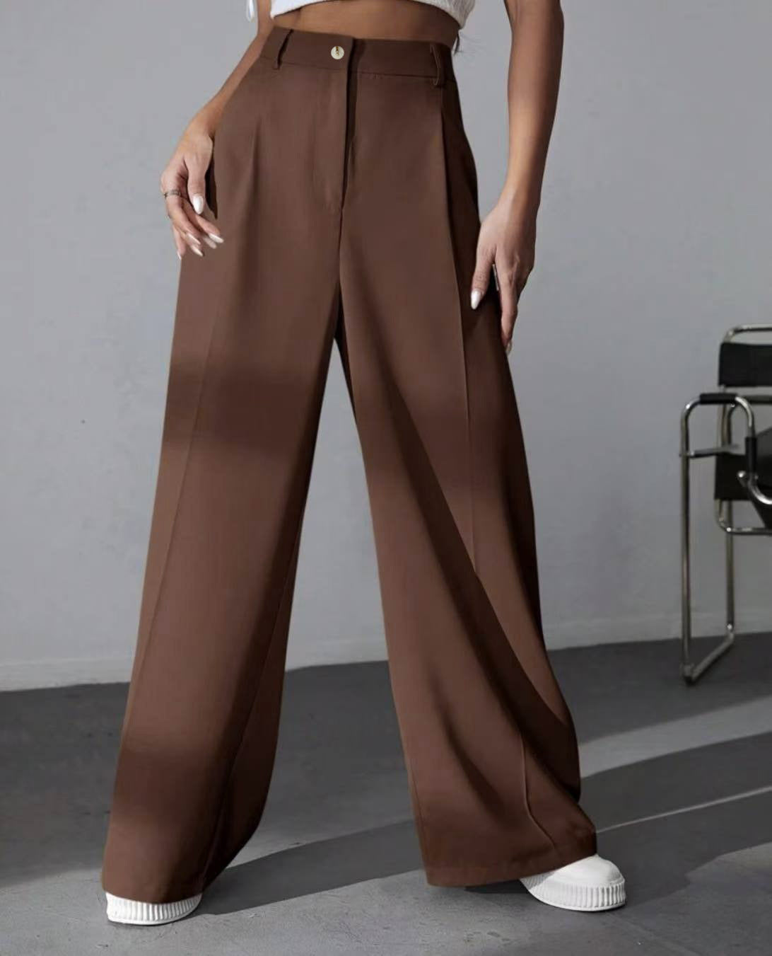 European And American New Women's Trousers Solid Color Casual Straight Pants - Sophinity
