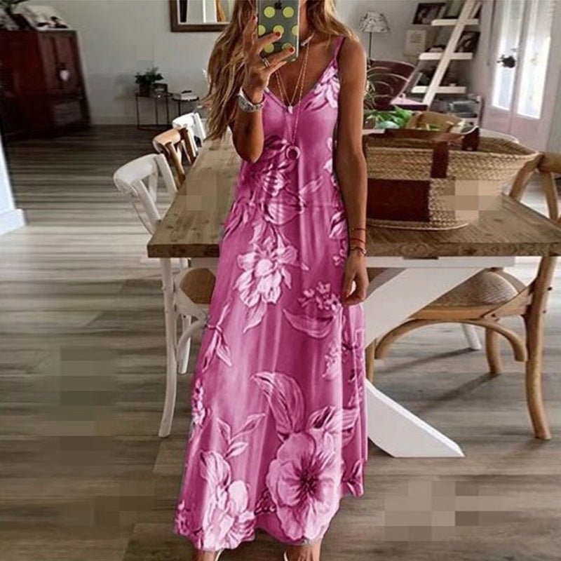 Summer Sexy Low - cut Floral Sling Dress - Sophinity
