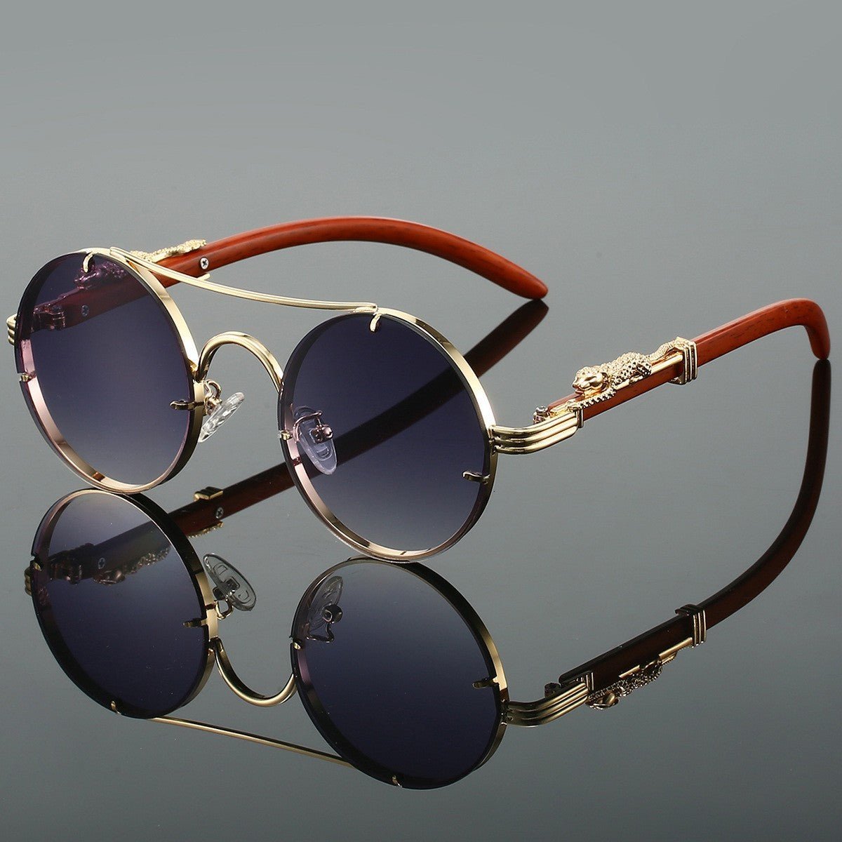 Retro Double Beam Leopard Head Sunglasses - Sophinity