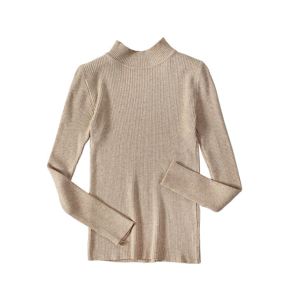 Women's Fashion Simple Pure Color Half Collar Sweater - Sophinity