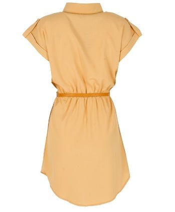 Casual Summer Style Dress Women Casual V - neck Short - Sleeved Shirt Loose Chiffon Mini Dress with Belt - Sophinity