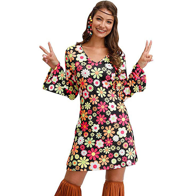 Hippie Clothing Print Dress Women - Sophinity