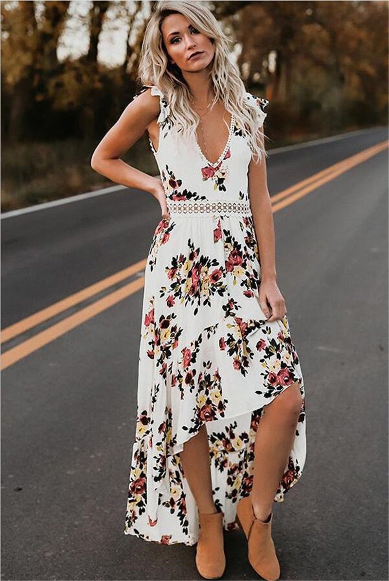 Sleeveless printing irregular dress - Sophinity