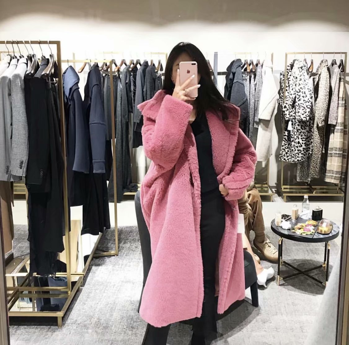 Street style lamb wool coat