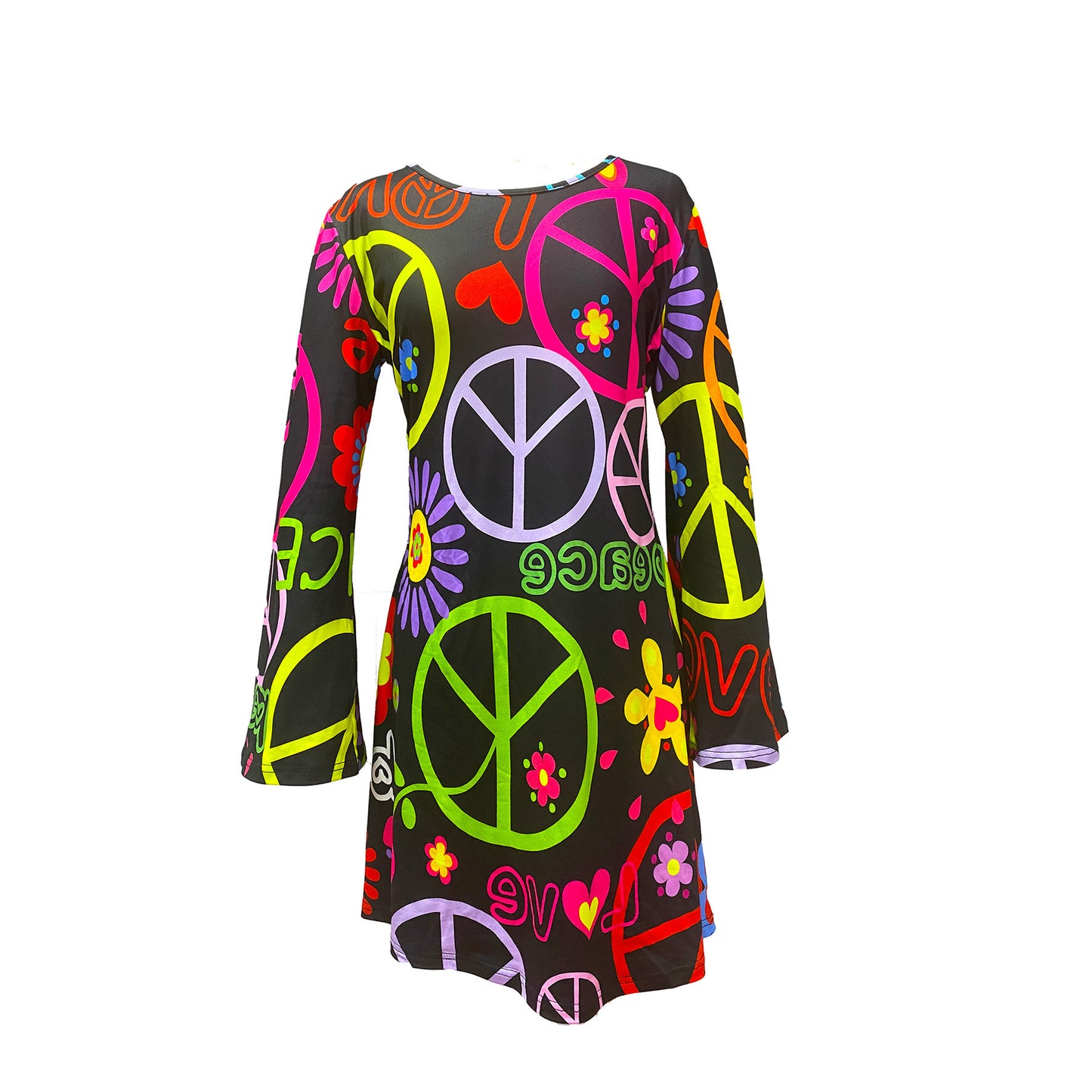 Vintage Hippie Clothing Print Women Dress - Sophinity