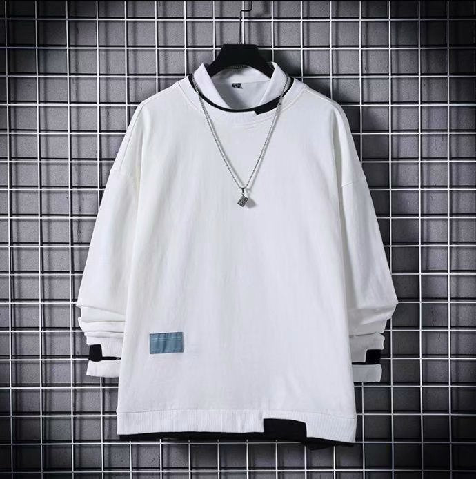 Notched Loose Fake Two - Piece Round Neck Top - Sophinity