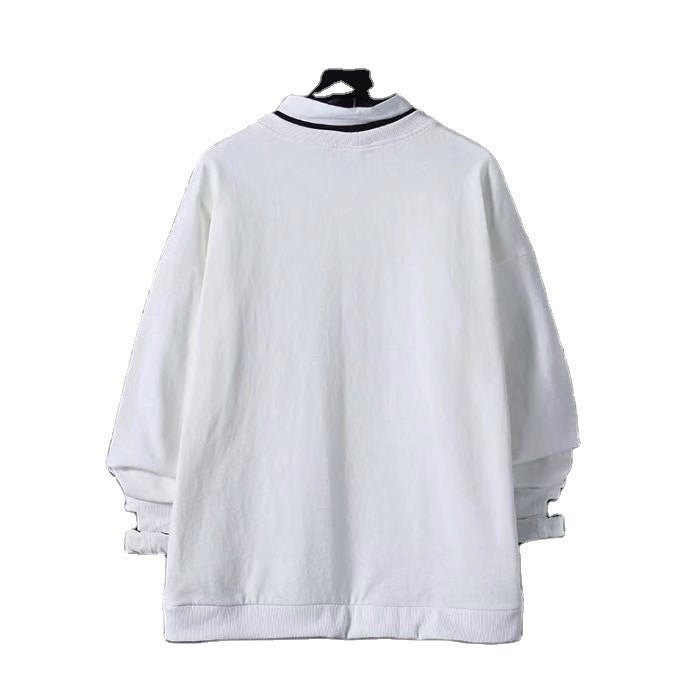 Notched Loose Fake Two - Piece Round Neck Top - Sophinity