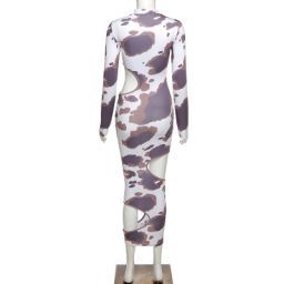Weird Puss Hollow Out Women Irregular Hole Maxi Dresses Skinny Full Sleeve Skinny o - Neck Activewear Party Prom Club Street Style - Sophinity