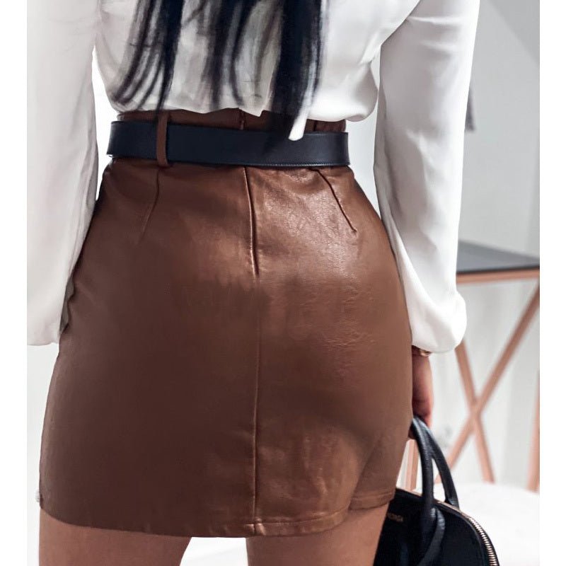 Elegant Fashion Rivets PU Leather Skirts Women - Sophinity