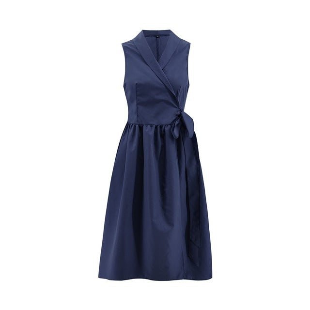 Dies Midi Dress Casual Sleeveless Belt Dress Female New - Sophinity