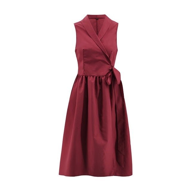 Dies Midi Dress Casual Sleeveless Belt Dress Female New - Sophinity
