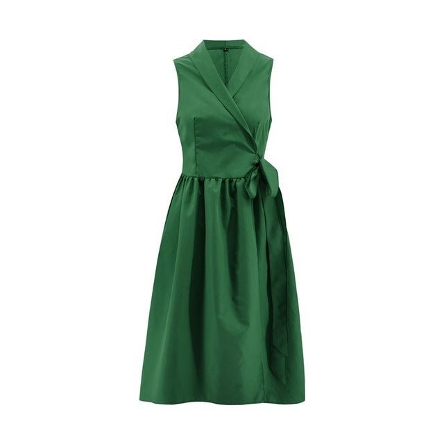 Dies Midi Dress Casual Sleeveless Belt Dress Female New - Sophinity