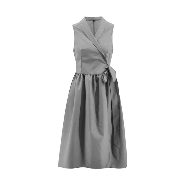 Dies Midi Dress Casual Sleeveless Belt Dress Female New - Sophinity