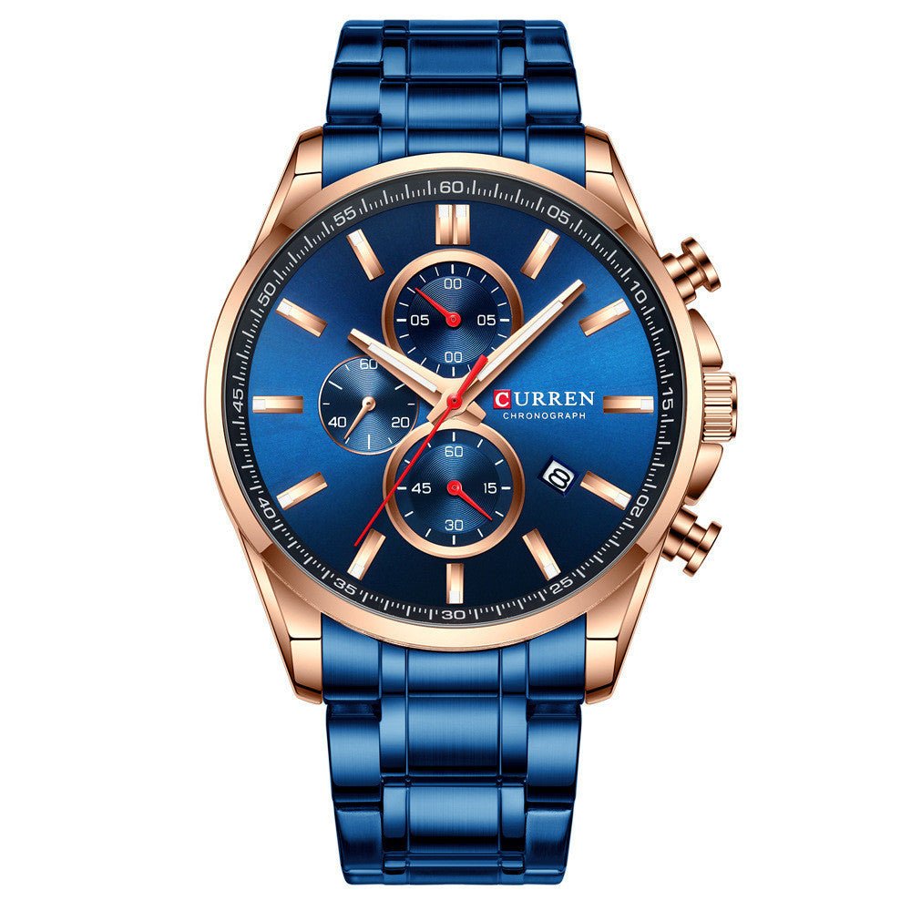 Men'S Watch Waterproof Quartz Watch Six - Hand Watch Calendar Watch Steel Band Men'S Watch - Sophinity