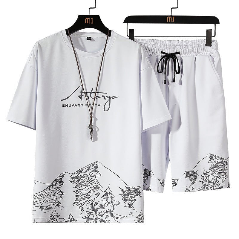 Set of Men's Fashion Brand Loose Short Sleeve Shorts - Sophinity