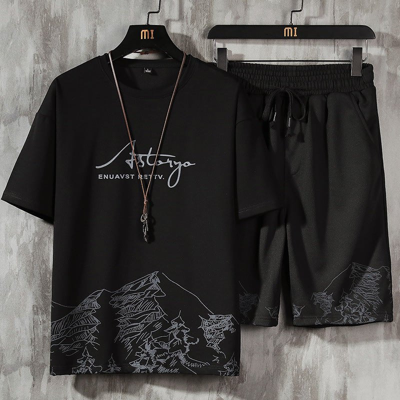 Set of Men's Fashion Brand Loose Short Sleeve Shorts - Sophinity