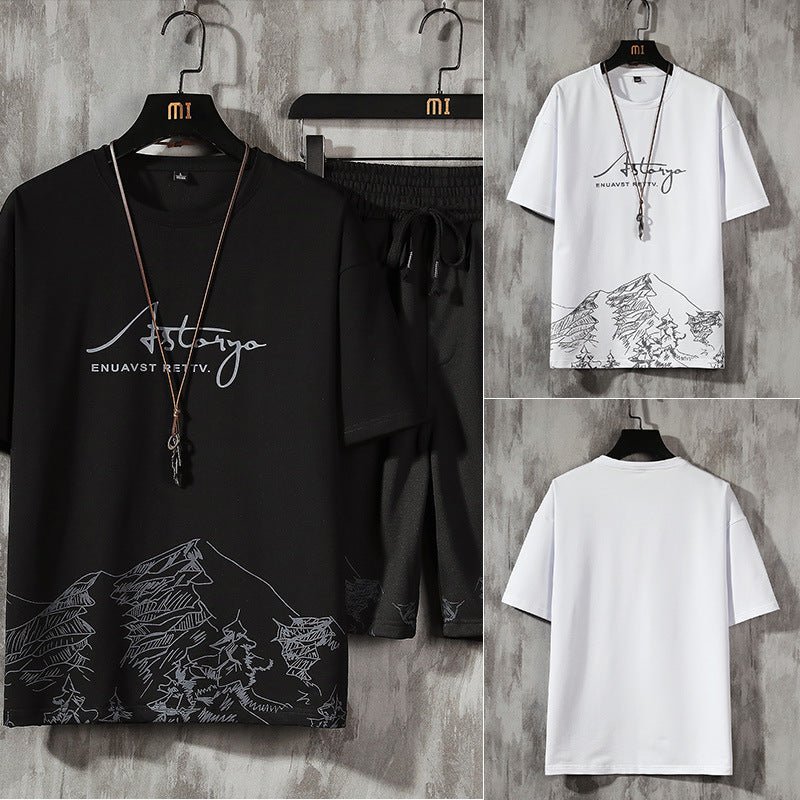 Set of Men's Fashion Brand Loose Short Sleeve Shorts - Sophinity