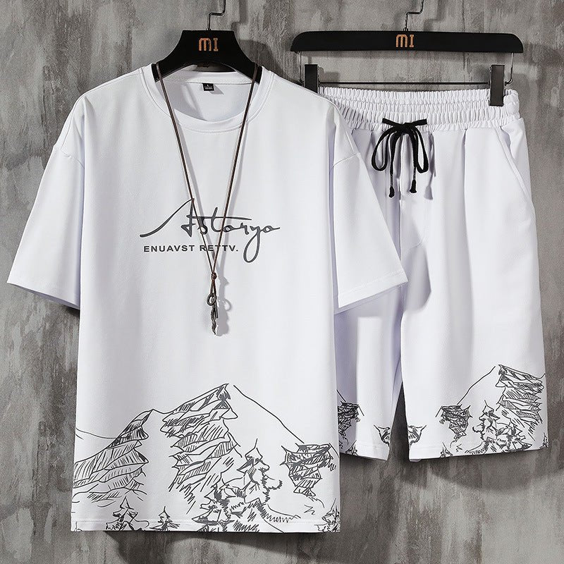 Set of Men's Fashion Brand Loose Short Sleeve Shorts - Sophinity
