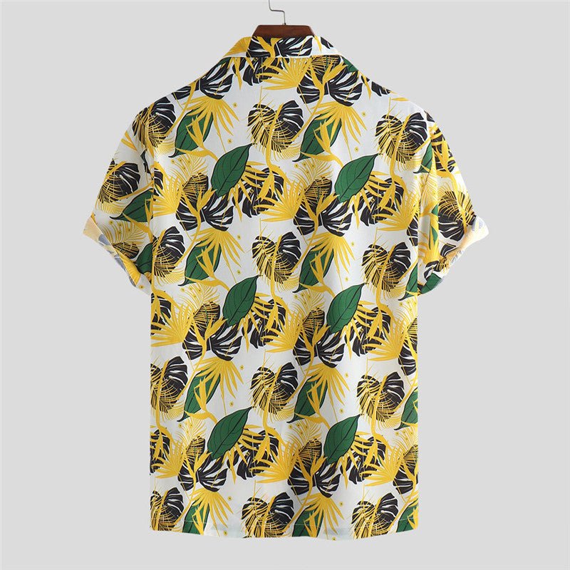 Men'S Short - Sleeved Floral Shirt Fashion Casual Plus Size Lapel Shirt - Sophinity