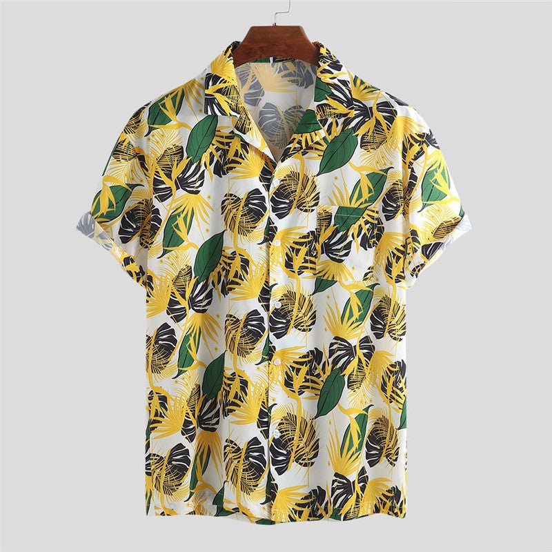 Men'S Short - Sleeved Floral Shirt Fashion Casual Plus Size Lapel Shirt - Sophinity