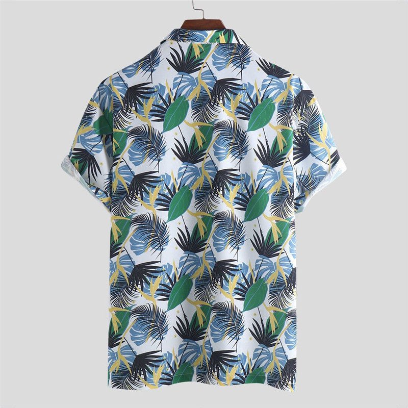 Men'S Short - Sleeved Floral Shirt Fashion Casual Plus Size Lapel Shirt - Sophinity