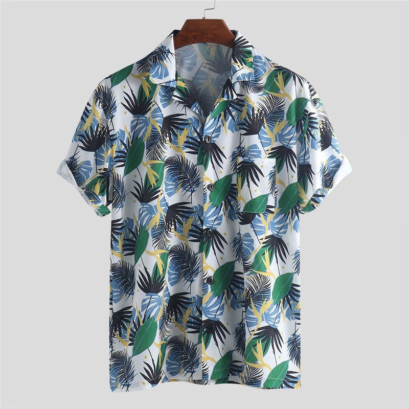 Men'S Short - Sleeved Floral Shirt Fashion Casual Plus Size Lapel Shirt - Sophinity